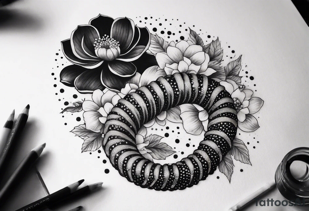 Centipede with flowers tattoo idea
