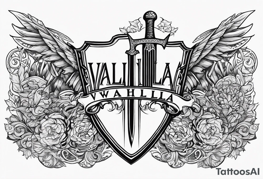 Valhalla sword shield heaven tattoo idea