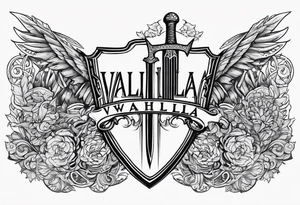 Valhalla sword shield heaven tattoo idea