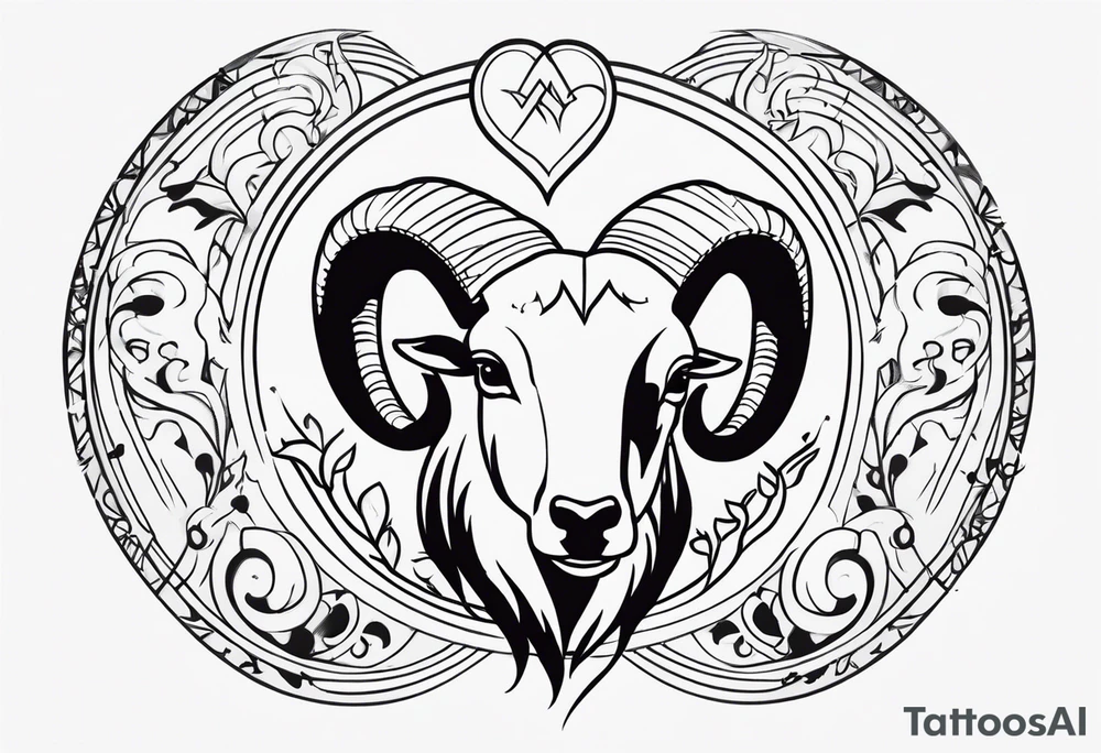 MUSIC LIFE FAMILY ARIES tattoo idea
