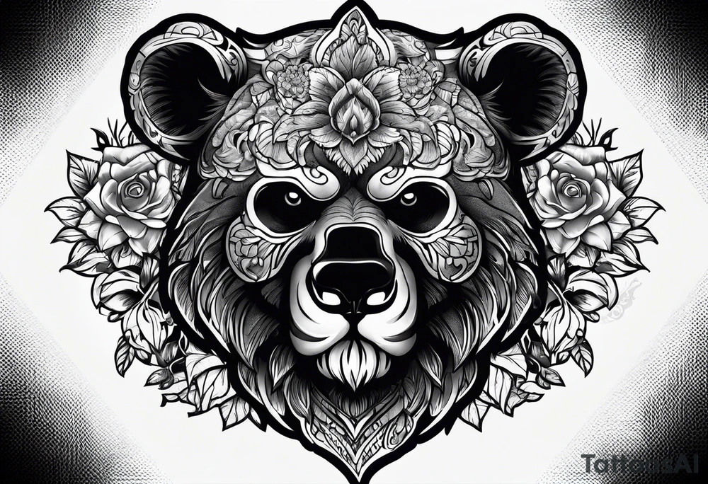 Dark skull and bears head tattoo idea