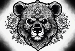 Dark skull and bears head tattoo idea