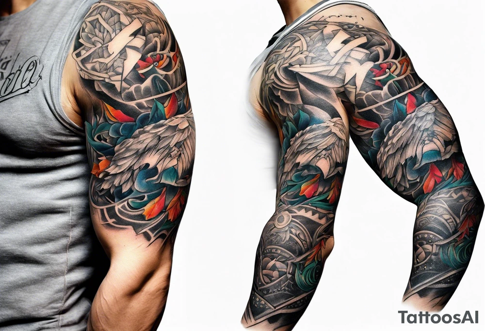 arm sleeve indicating pain tattoo idea