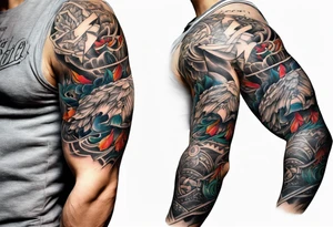 arm sleeve indicating pain tattoo idea