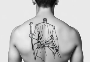 Warrior and Peaceful man standing back to back tattoo idea
