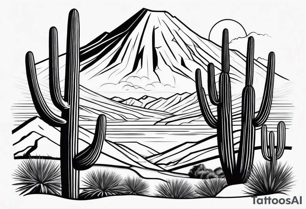 arizona desert with mountains tattoo idea