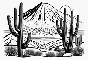 arizona desert with mountains tattoo idea