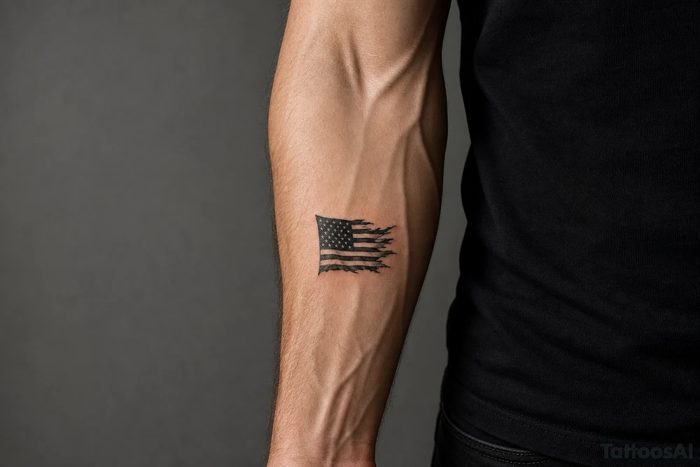 torn American flag tattoo idea