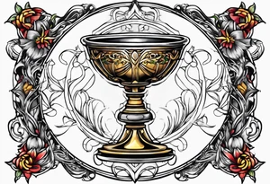 chalice surrounded by halo tattoo idea