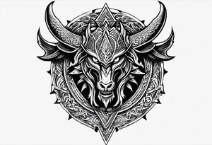 Valhalla sword shield dragon head axe Valknut tattoo idea