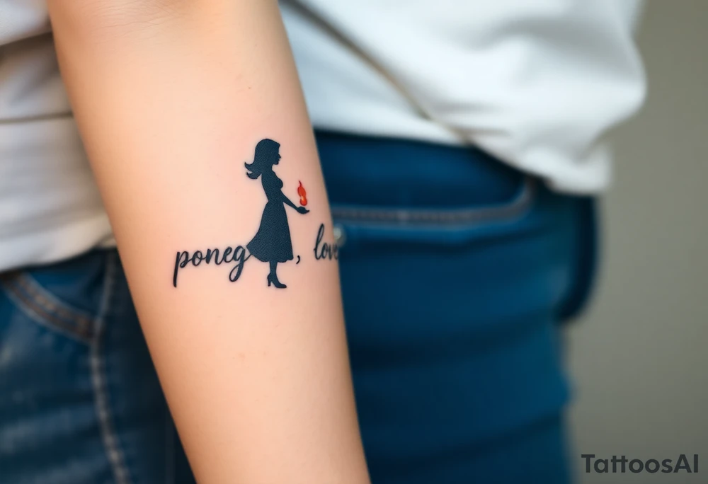 Silhouette of grandmother, mother and daughter passing a flame from oldest to youngest with the flame growing as it goes. Make the flame in watercolor motif and the silhouettes simple. Incorporate the words power, love and sound mind. Or 2 Timothy: 5-7 tattoo idea