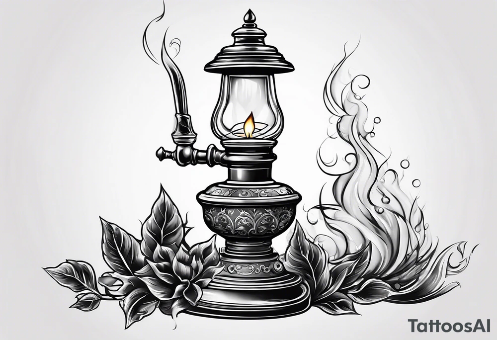 Extinguished oil lamp with smoke tattoo idea