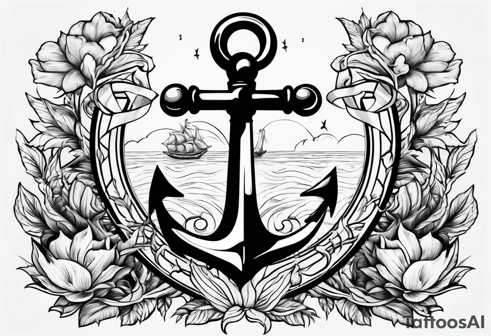 anchor with trident and audentes fortuna iuvat writtencacross tattoo idea