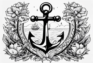 anchor with trident and audentes fortuna iuvat writtencacross tattoo idea