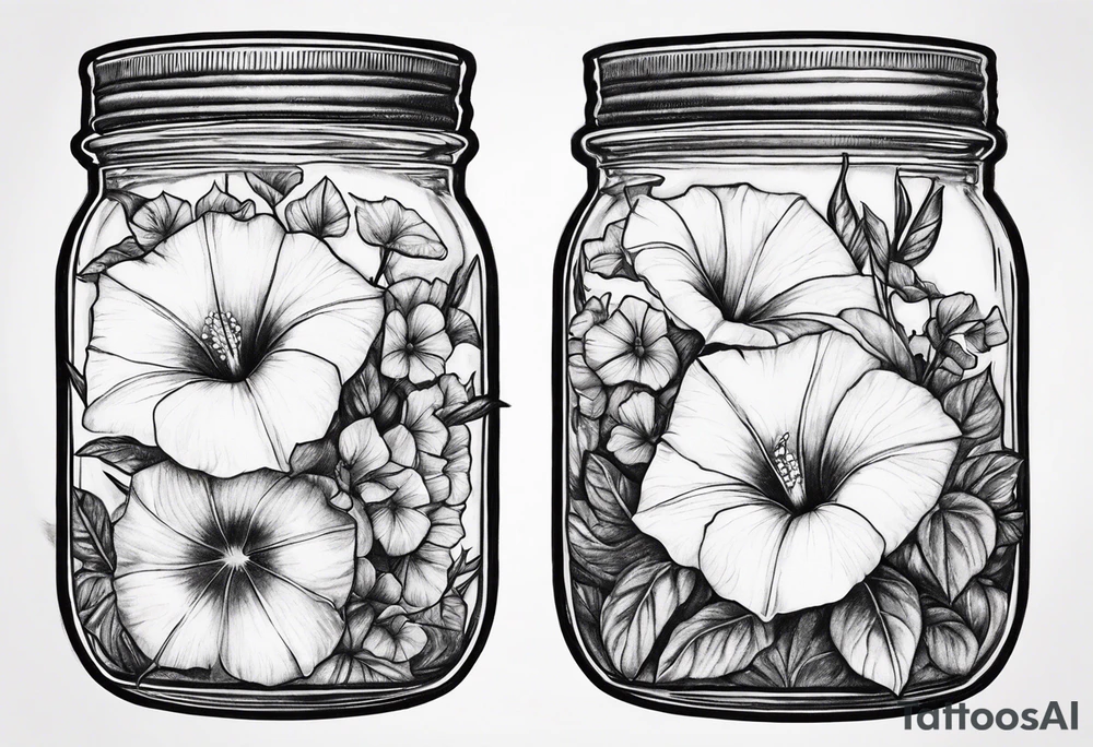 Morning glories in a jar tattoo idea