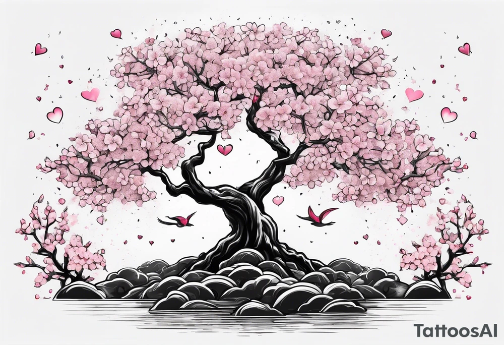 I love you in another language with cherry blossom trees coming im and out of it tattoo idea