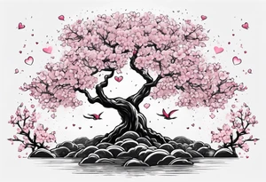 I love you in another language with cherry blossom trees coming im and out of it tattoo idea