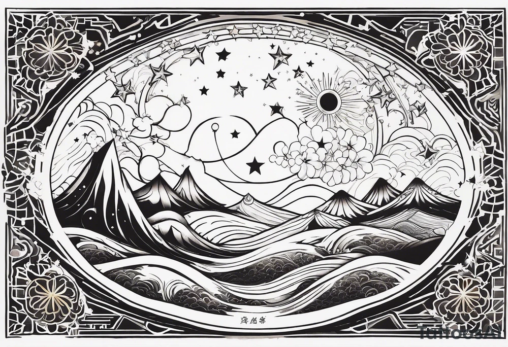 3 stars space art tattoo with deep meaning of happy future and hope tattoo idea