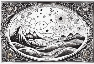 3 stars space art tattoo with deep meaning of happy future and hope tattoo idea
