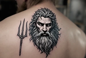 Poseidon with trident tattoo idea