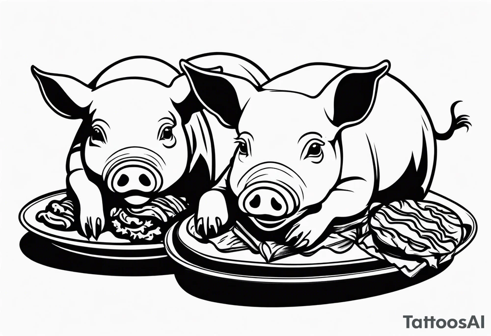 pigs  eating bacon tattoo idea