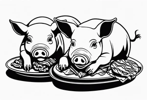 pigs  eating bacon tattoo idea