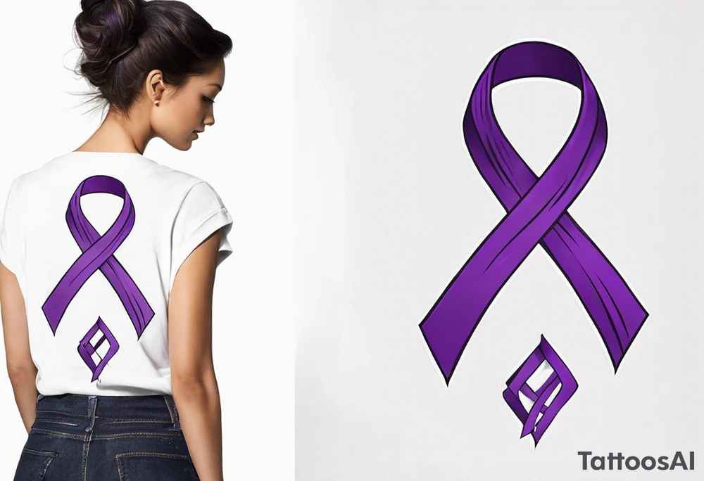 Purple cancer ribbon tattoo idea