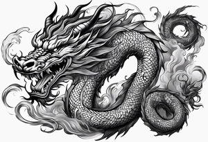 Traditional Chinese Dragon full body and smoke tattoo idea