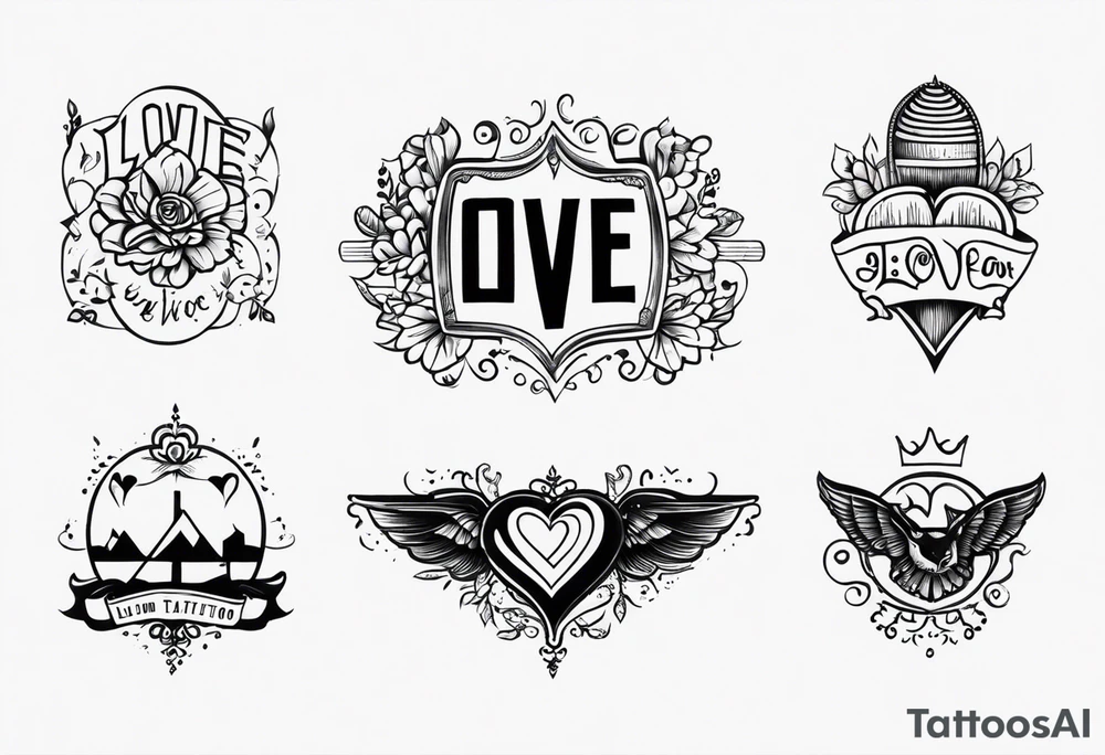 band for around an arm, incorporating the word love tattoo idea