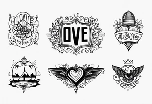 band for around an arm, incorporating the word love tattoo idea
