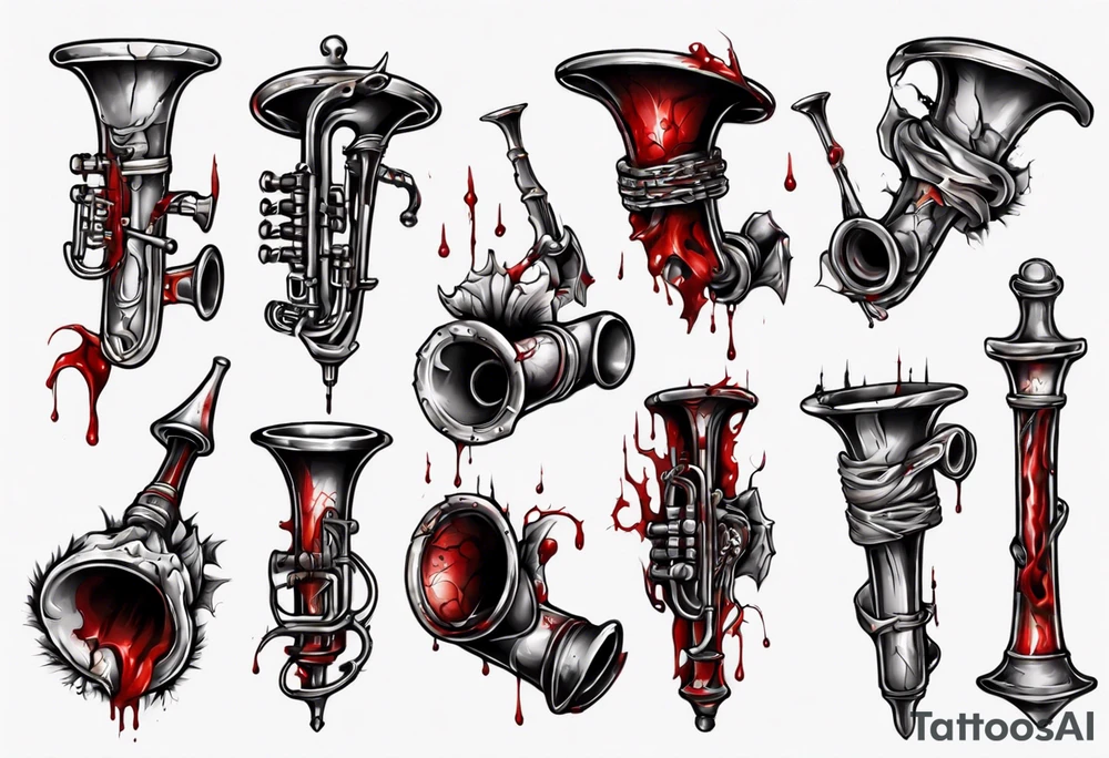 Ancient Trumpet
Horror
Blood
Cracked tattoo idea
