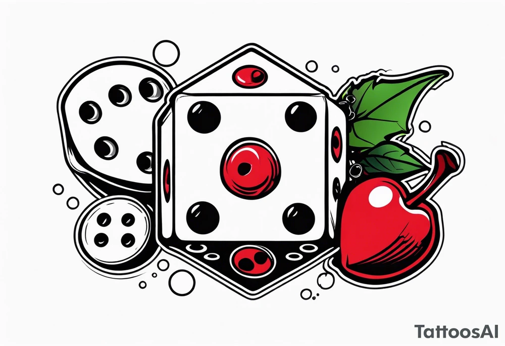 lukie with dice and cherry tattoo idea