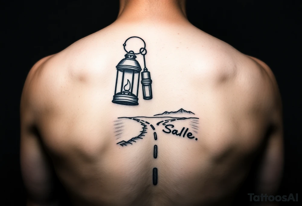 Someone holding a lantern to light up a road tattoo idea