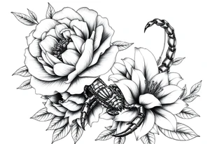 peonies and lilies with scorpion tattoo idea