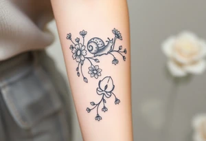 flowers on the vine. Include a snail, turtle, fox, and bear tattoo idea