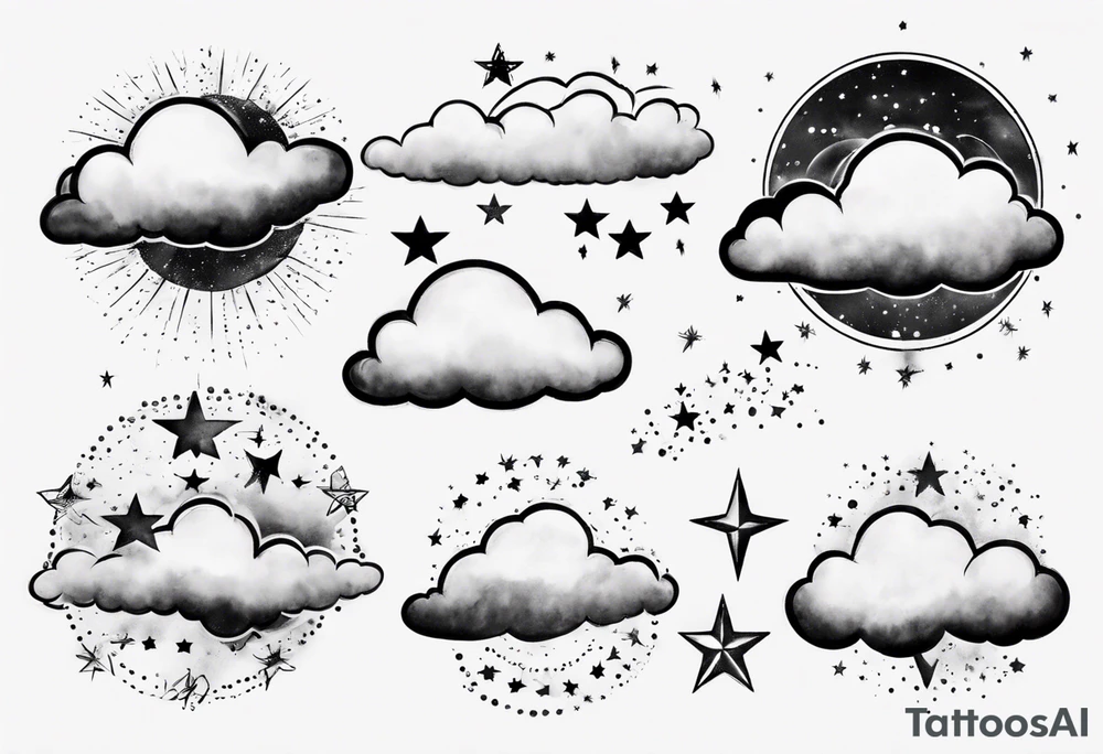 cloud with the date and stars tattoo idea