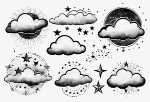 cloud with the date and stars tattoo idea