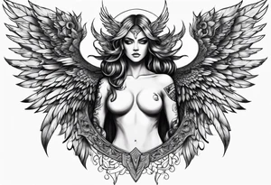 half angel half demon with wings open tattoo idea