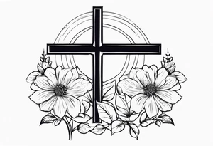 Cross, simple, Flowers, In God we trust tattoo idea