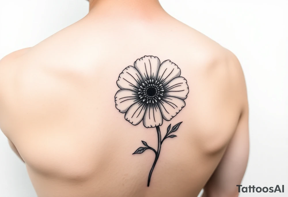Minimalists marigold flower with g tattoo idea