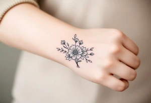 Bouquet of birth months flowers tattoo idea