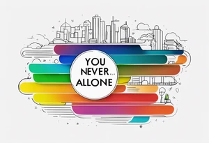 The words- "You never walk alone" in rainbow colors tattoo idea
