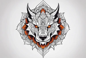 dragon head, mandala, facing front tattoo idea
