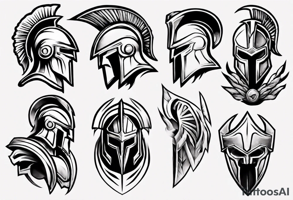 muscular super-fine little detail spartan tattoo idea