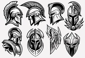 muscular super-fine little detail spartan tattoo idea
