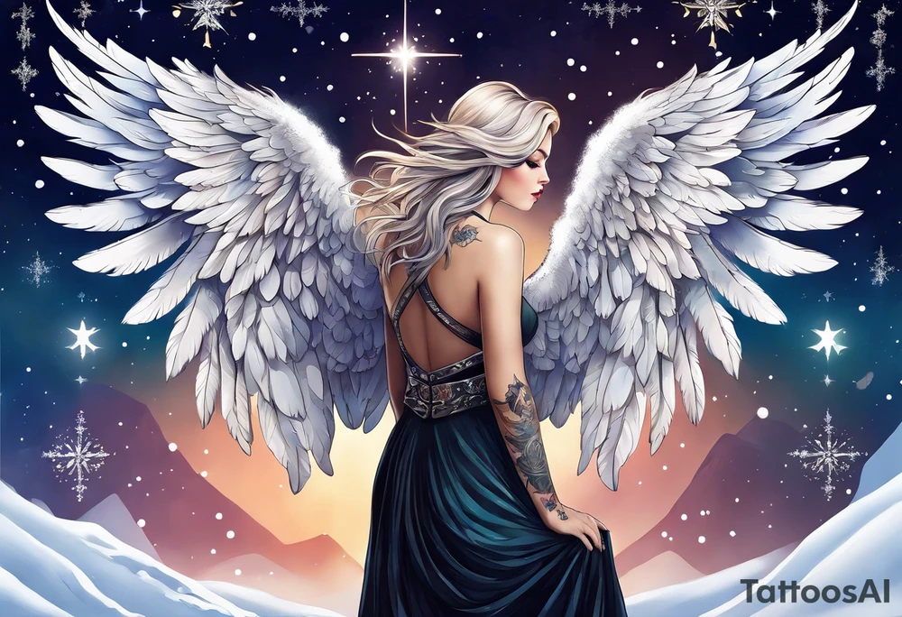 Constellation, Angel wing , animal  snow , cross tattoo idea