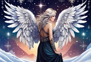 Constellation, Angel wing , animal  snow , cross tattoo idea