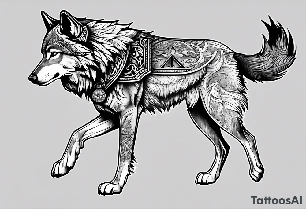 wolf with the letters SP tattoo idea