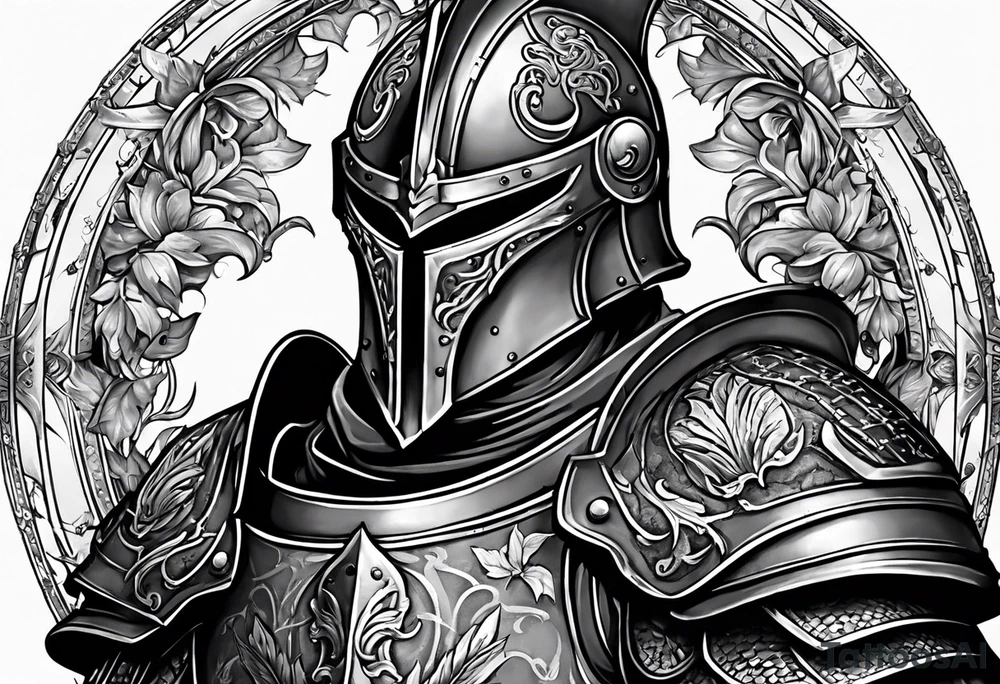knight with heavy armor with clock and less detail tattoo idea knight with heavy armor with clock and less detail tattoo idea