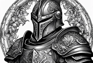 knight with heavy armor with clock and less detail tattoo idea